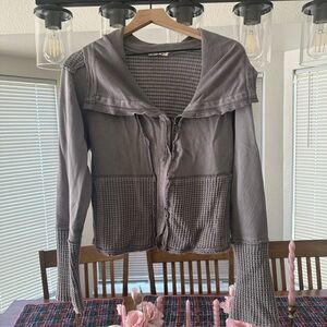 We The Free Textured Gray Moto Sweatet